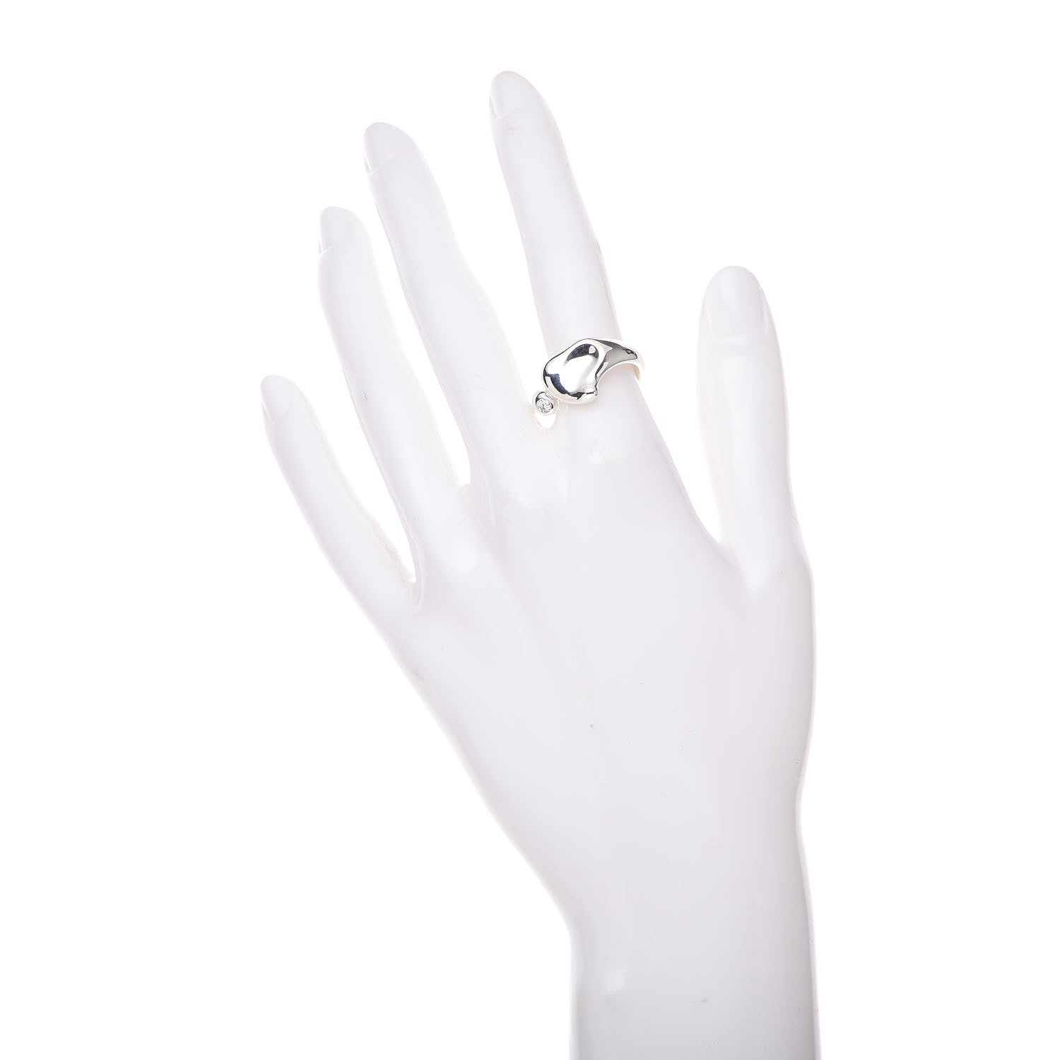 Tiffany Sterling Silver Diamond Elsa Peretti Full Heart Ring 53 6.5 2 of 5