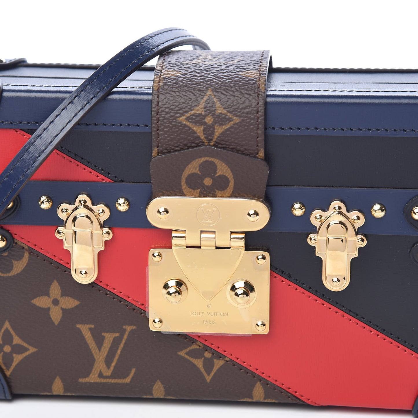 Monogram Malletage Print Petite Malle Marine Rouge