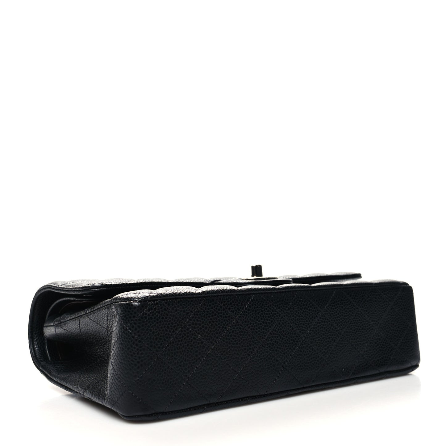 Caviar Quilted Medium Double Flap Black