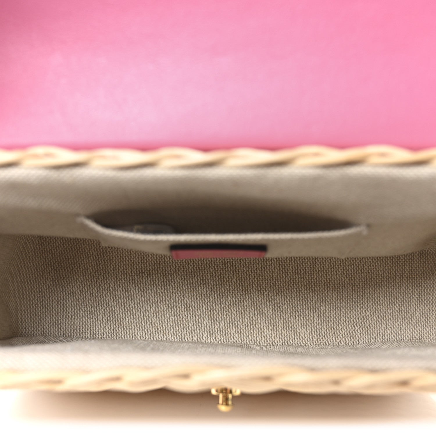 Jimmy Choo Wicker Calfskin Diamond Top Handle Bag Natural Pink