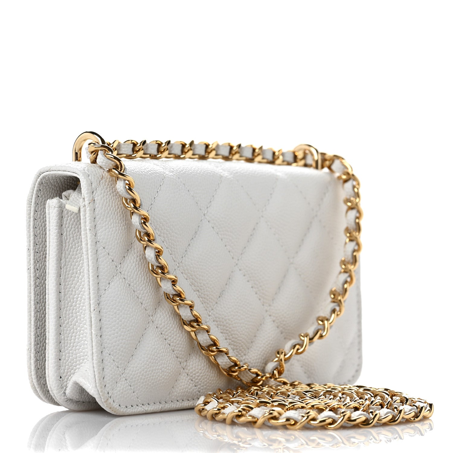 Chanel Caviar Quilted Pocket Twins Clutch With Chain White 3 of 11
