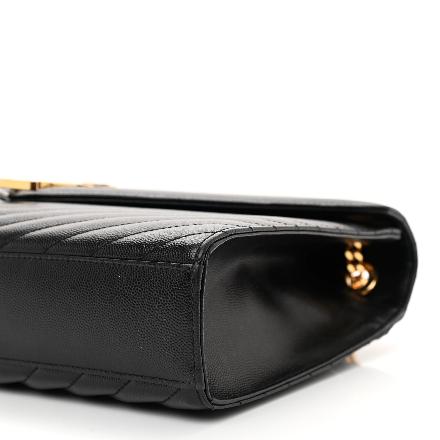 Saint Laurent Grain De Poudre Matelasse Chevron Large Monogram Satchel Black 9 of 9