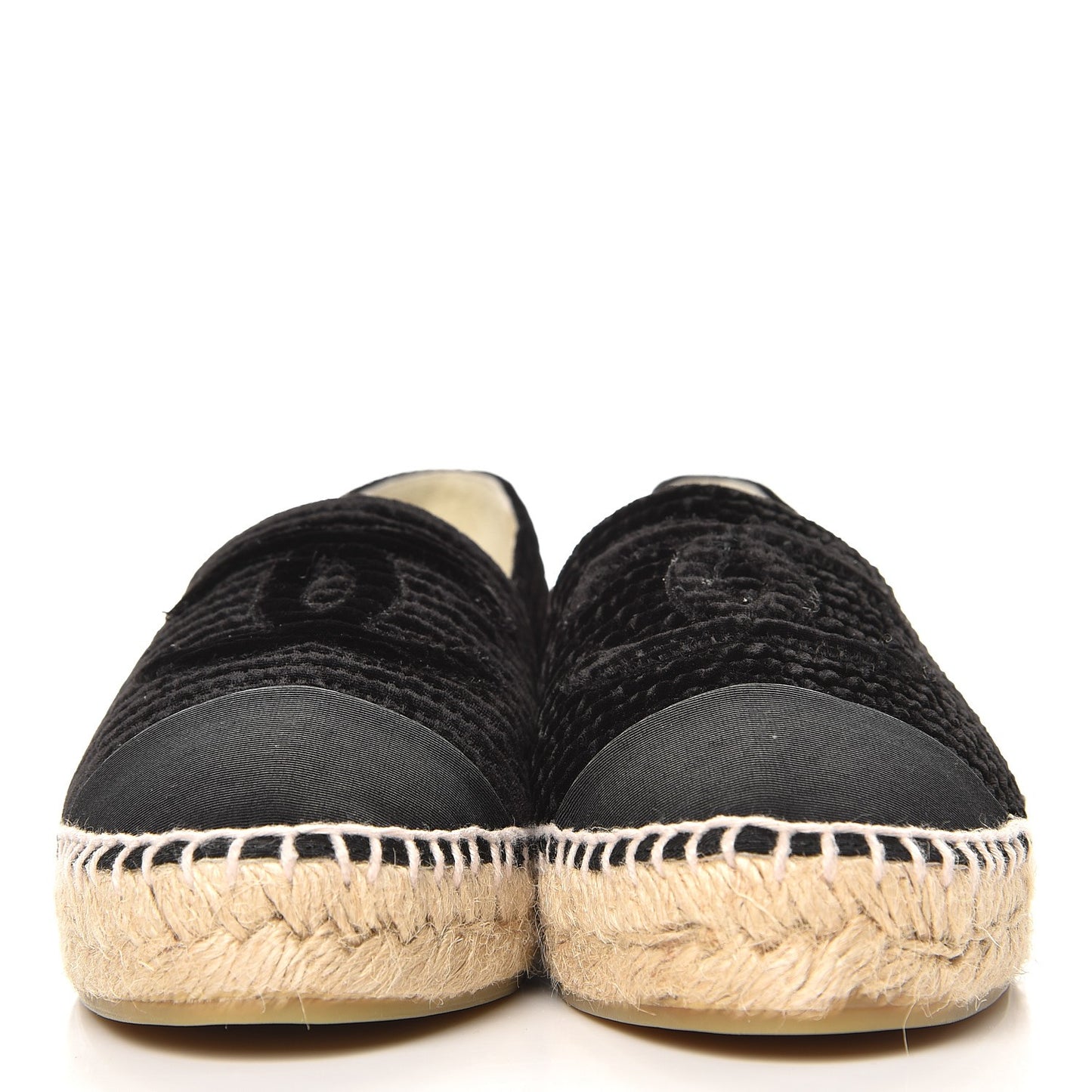 Velvet Grosgrain CC Espadrilles 37 Black