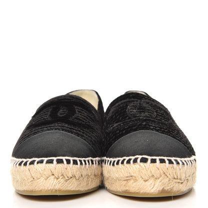 Chanel Velvet Grosgrain CC Espadrilles 37 Black 3 of 10