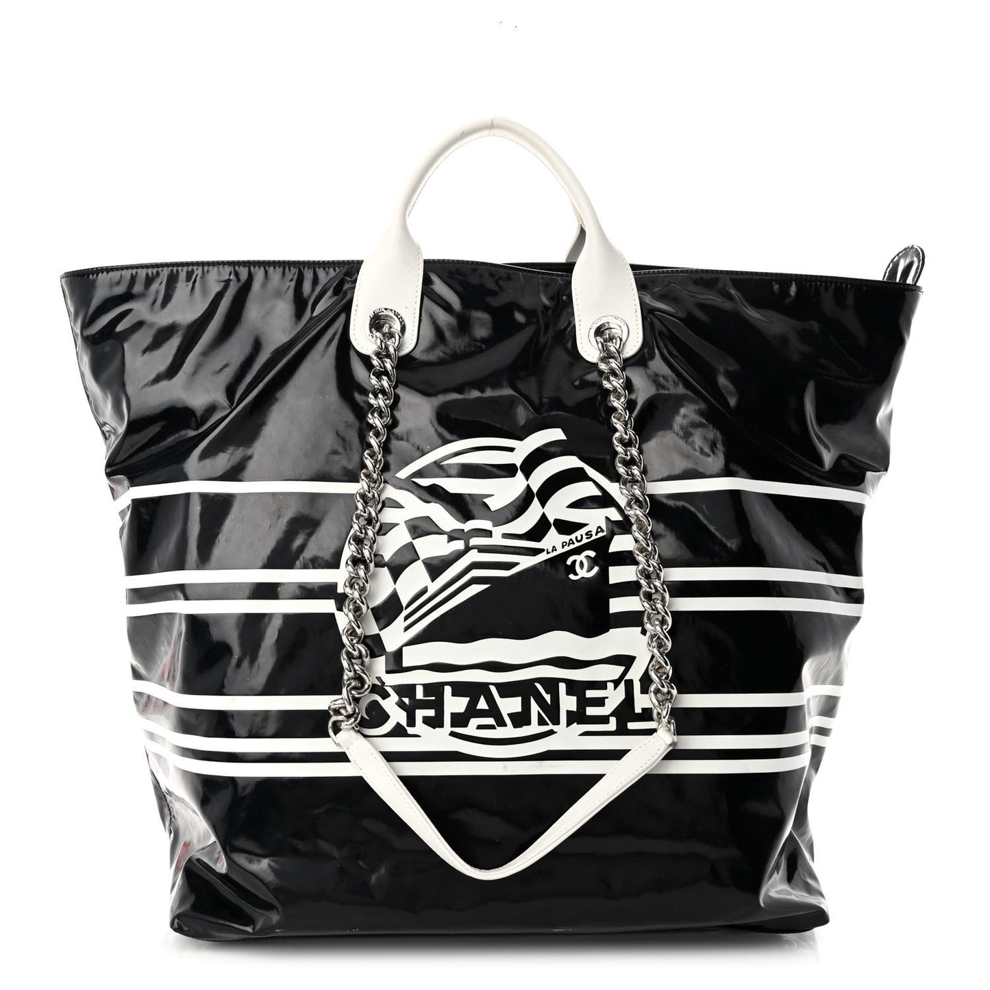 Vinyl Large La Pausa Bay Shopping Bag Black