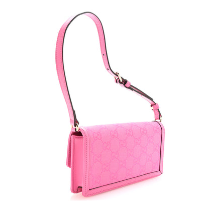 Gucci GG Monogram Scratch Lux Calfskin Mini Luce Shoulder Bag Rose Dark Blossom 3 of 10