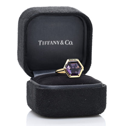 Tiffany 18K Yellow Gold Amethyst Paloma Picasso Studio Hexagon Ring 54 7 5 of 5