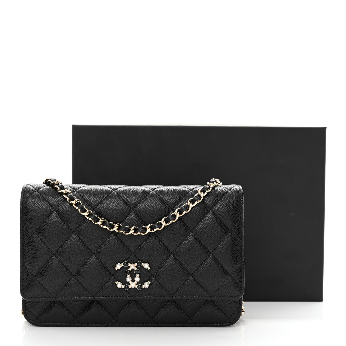 Caviar Quilted Coco Candy Wallet On Chain WOC Black