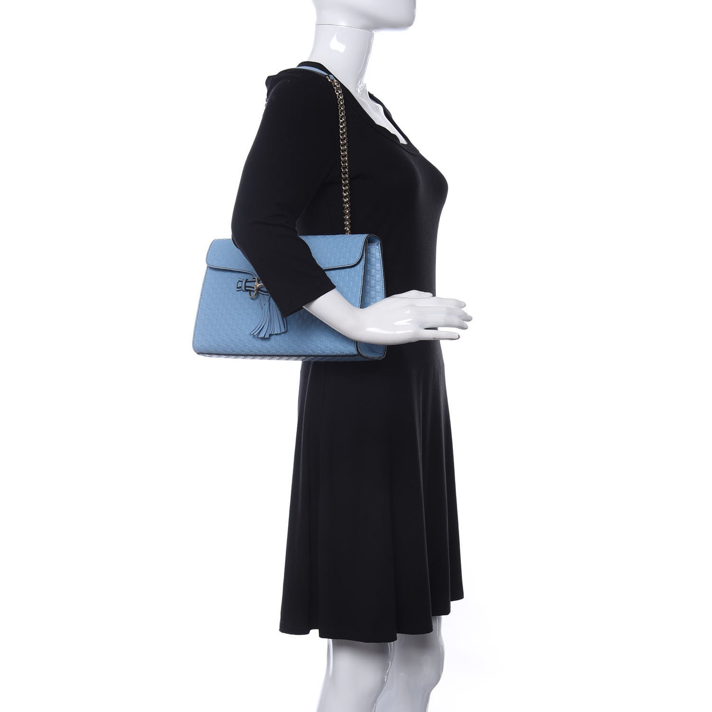 Microguccissima Medium Emily Chain Shoulder Bag Mineral Blue