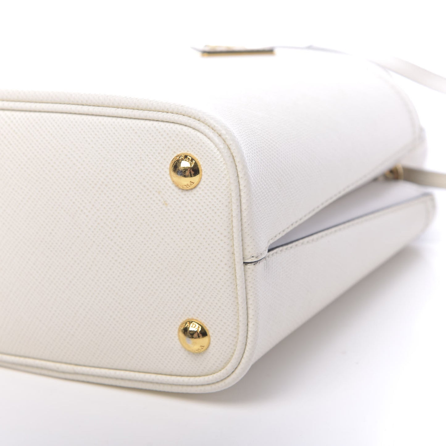 Saffiano Cuir Calfskin Small Panier Bucket Bag White Black