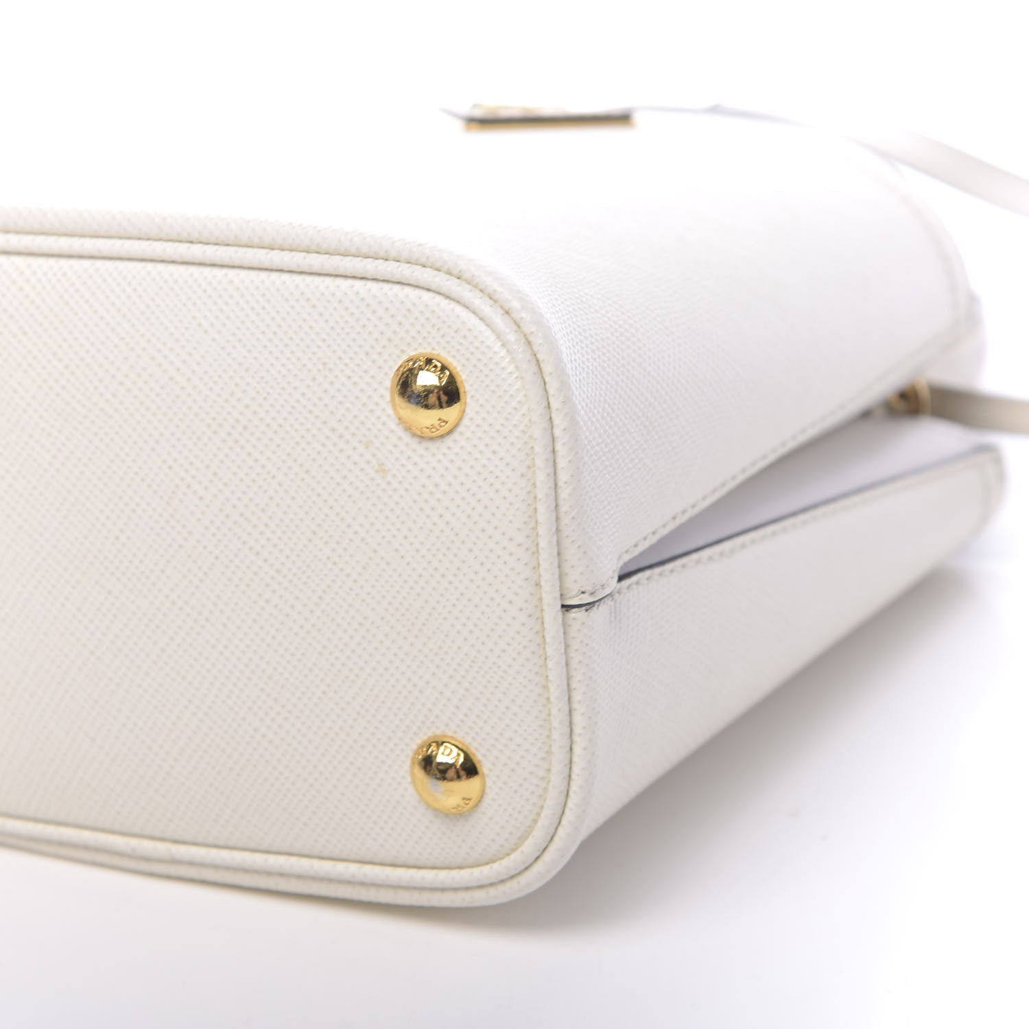 Prada Saffiano Cuir Calfskin Small Panier Bucket Bag White Black 9 of 12