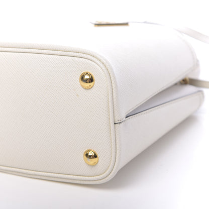 Prada Saffiano Cuir Calfskin Small Panier Bucket Bag White Black 9 of 12