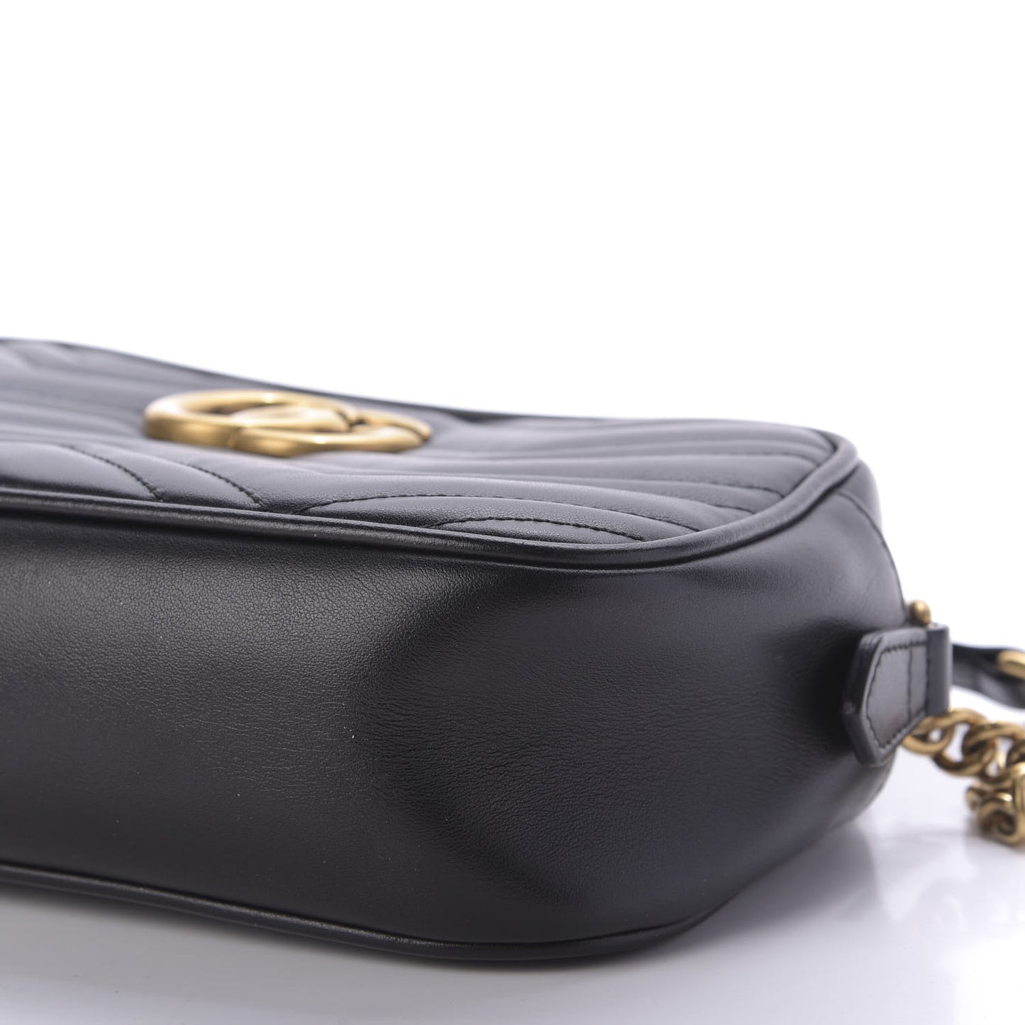 Calfskin Matelasse Small GG Marmont Chain Shoulder Bag Black