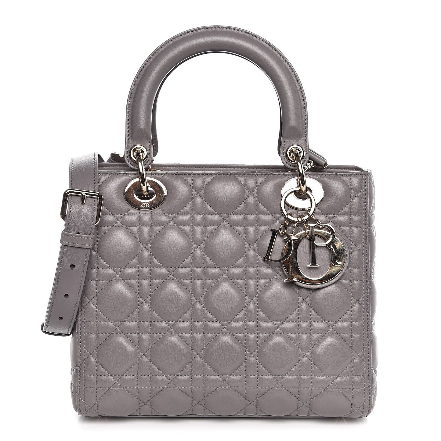 Lambskin Cannage Medium Lady Dior Grey