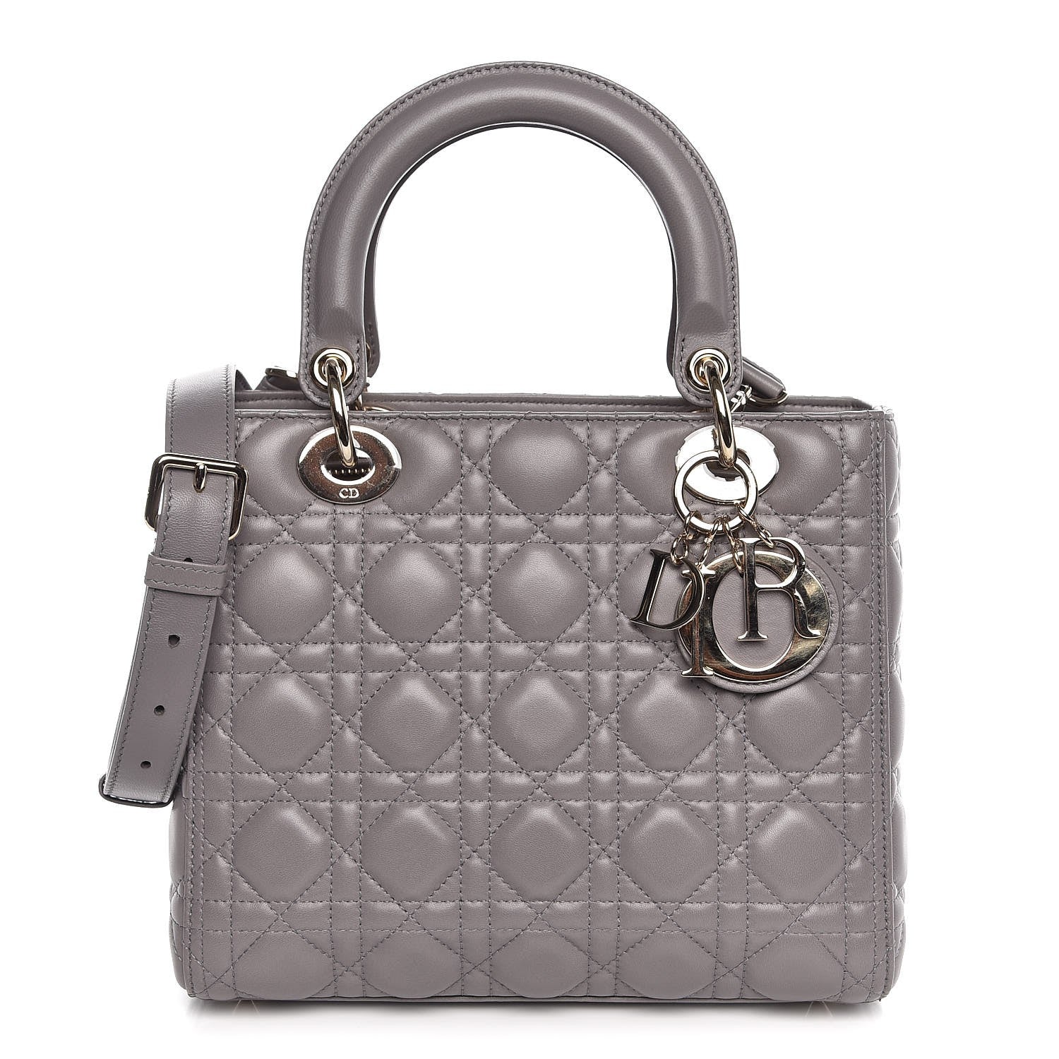 Christian Dior Lambskin Cannage Medium Lady Dior Grey 1 of 9