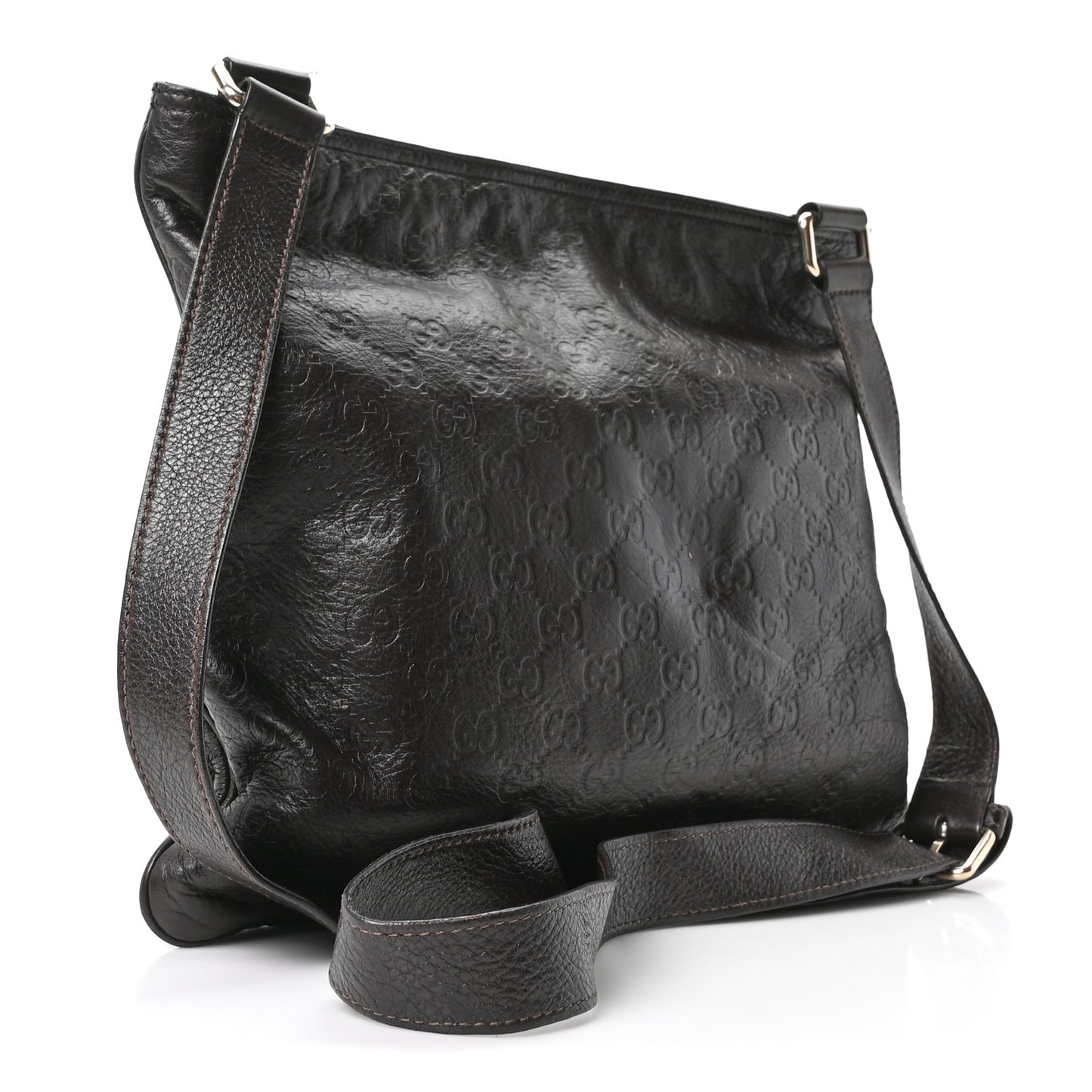 Guccissima Medium Flat Messenger Bag Dark Brown