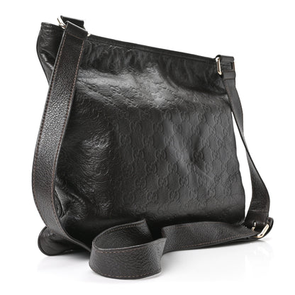 Gucci Guccissima Medium Flat Messenger Bag Dark Brown 2 of 9