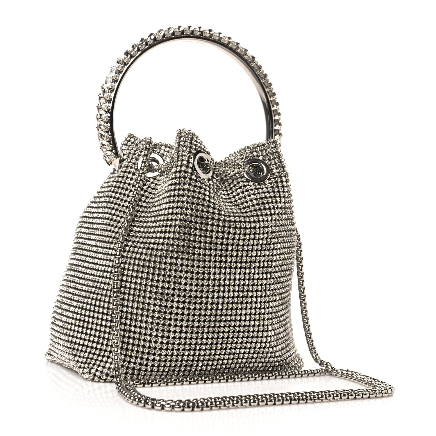 Jimmy Choo Satin Crystal Embellished Bon Bon Bag Silver 3 of 8