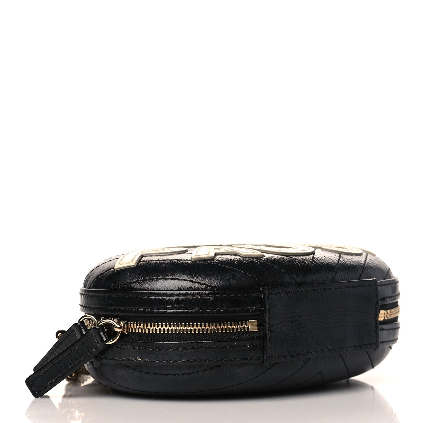 Lambskin Embroidered Chevron Quilted La Pausa Tassel Clutch Black