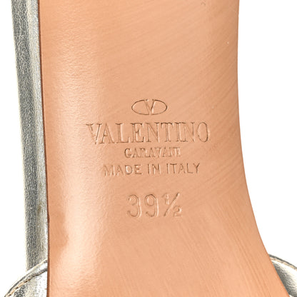 Valentino Garavani Metallic Nappa Rockstud Cross Strap D'Orsay 55mm Pumps 39.5 Platino 6 of 12