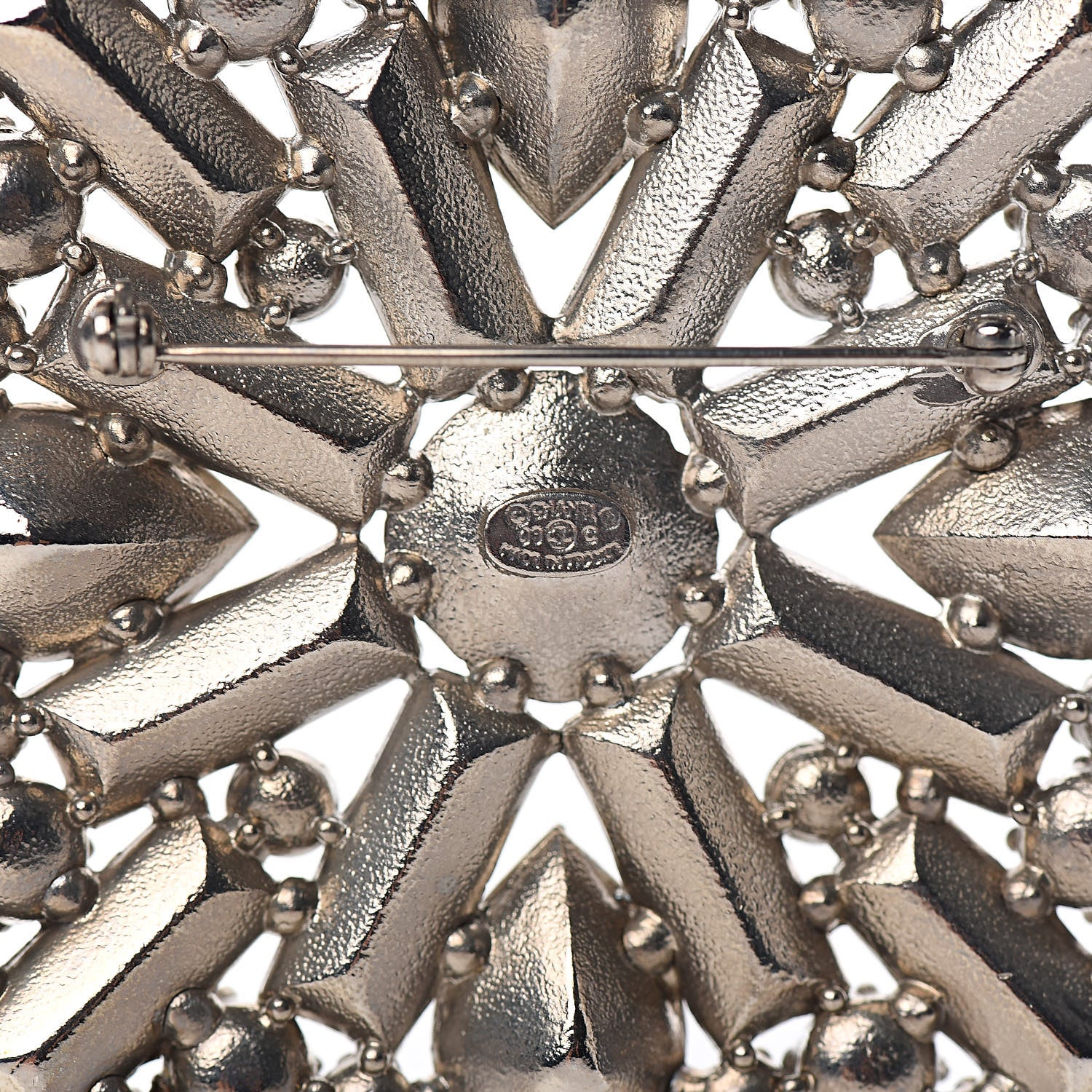 Chanel Swarovski Crystal Baguette Large CC Brooch Silver 4 of 5