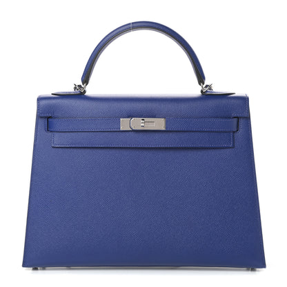 Hermes Epsom Kelly Sellier 32 Bleu Electrique 1 of 12