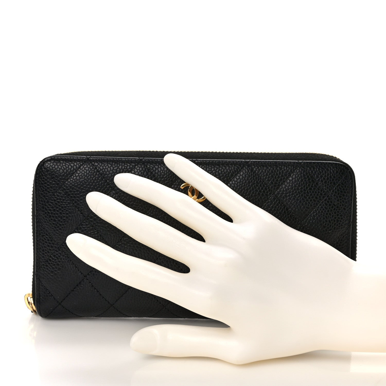 Chanel Caviar Quilted Large Gusset Zip Around Wallet Black 2 of 7