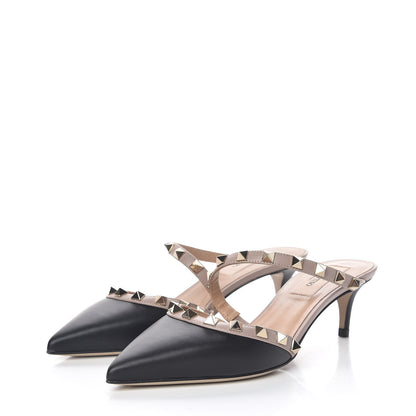 Valentino Garavani Calfskin Nappa Rockstud Cross Strap 50mm Mules 35 Black Poudre 3 of 9
