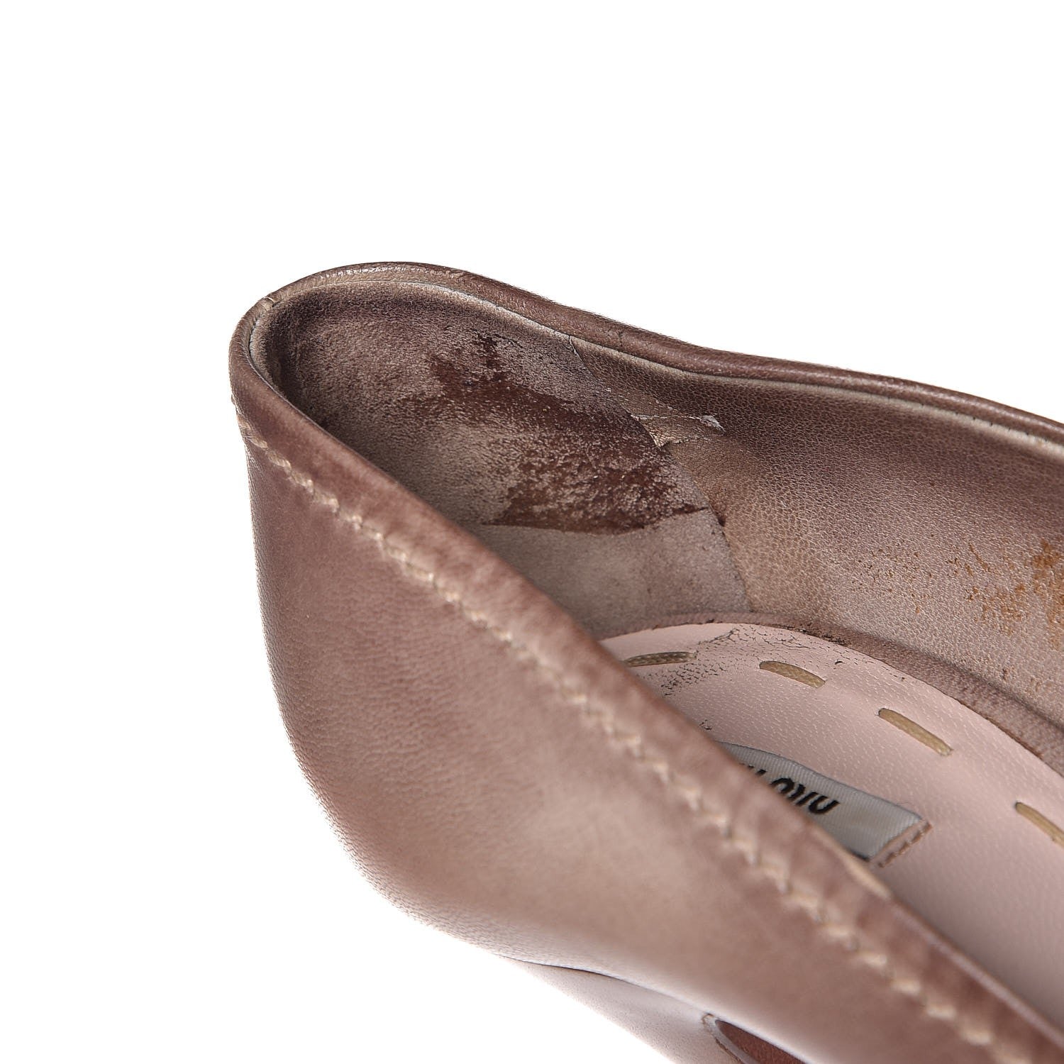 Miu Miu Washed Nappa Bow Peep Toe Pumps 36 Dark Rose 10 of 16