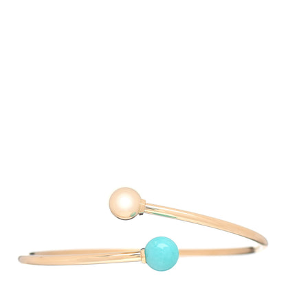 Tiffany 18K Yellow Gold Amazonite 8mm HardWear Ball Bypass Bracelet 1 of 4