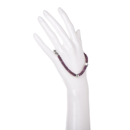 David Yurman Sterling Silver Ruby 5mm Spiritual Beads Skull Station Bracelet 2 of 5
