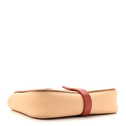 Celine Grained Shiny Calfskin Strap Clutch Light Taupe Red 4 of 10