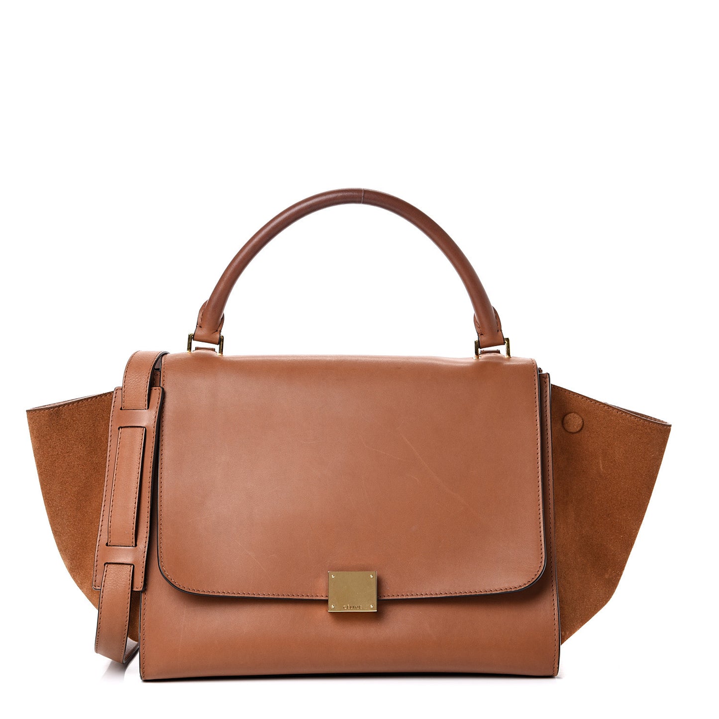 Natural Calfskin Suede Medium Trapeze Tan