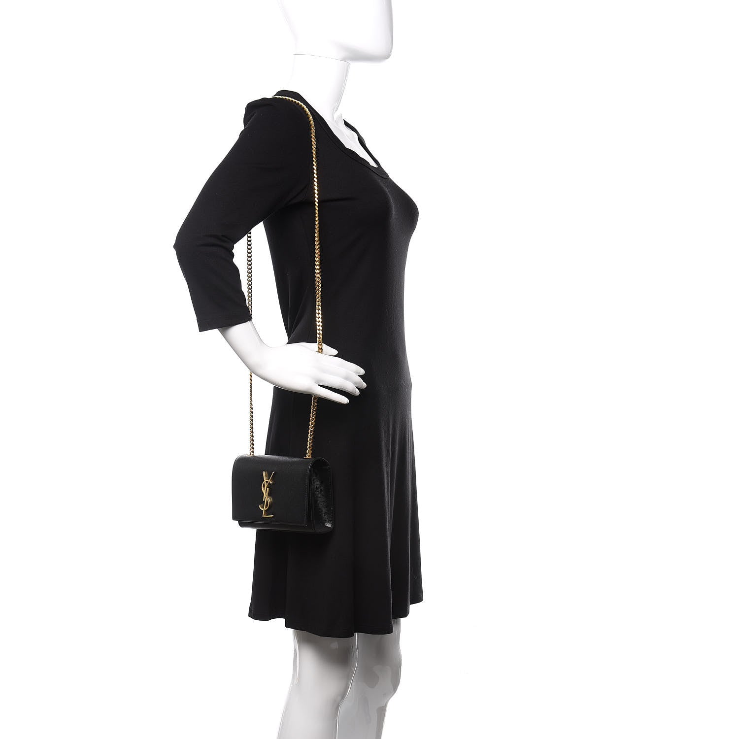 Saint Laurent Grain De Poudre Small Monogram Kate Satchel Black 2 of 9
