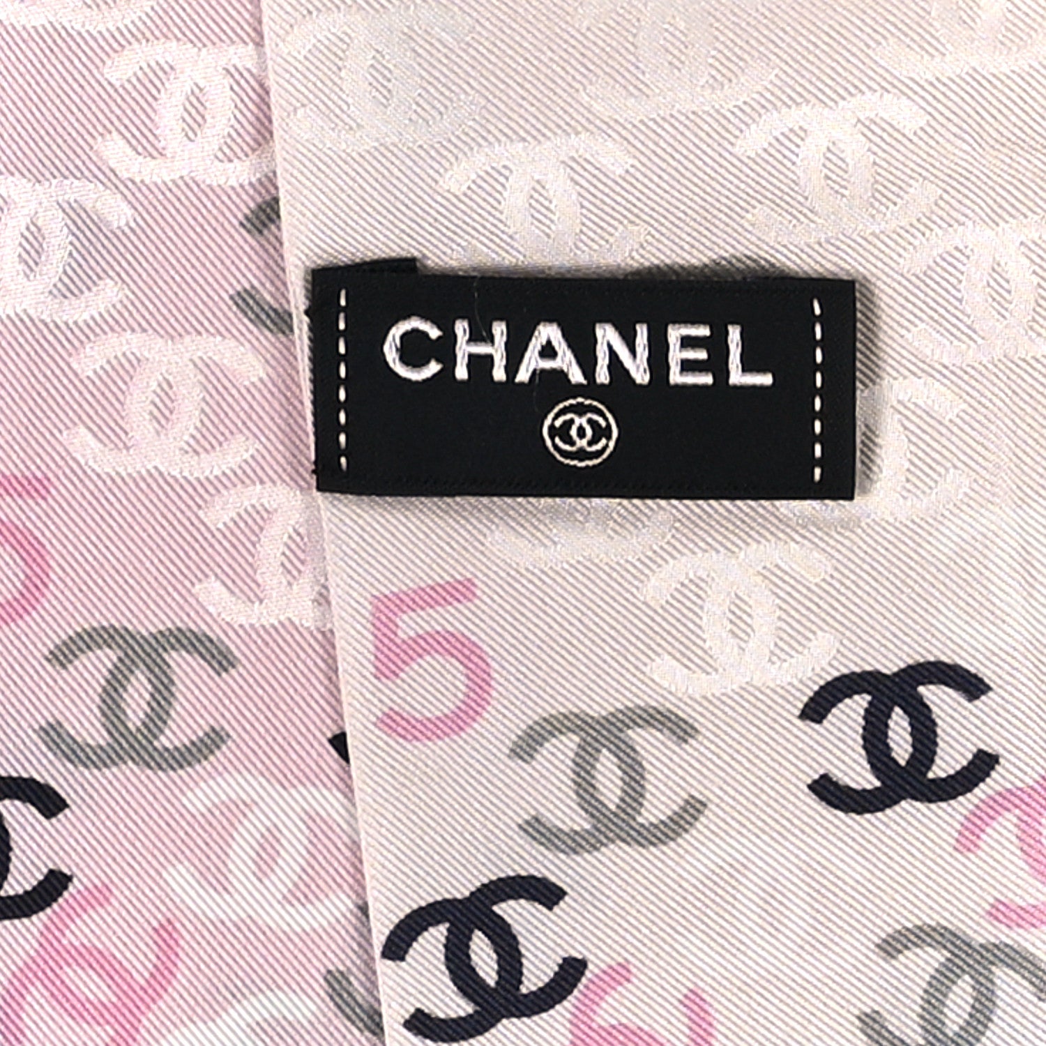 Chanel Silk CC Slim Bandeau Pink Ecru Black 3 of 3