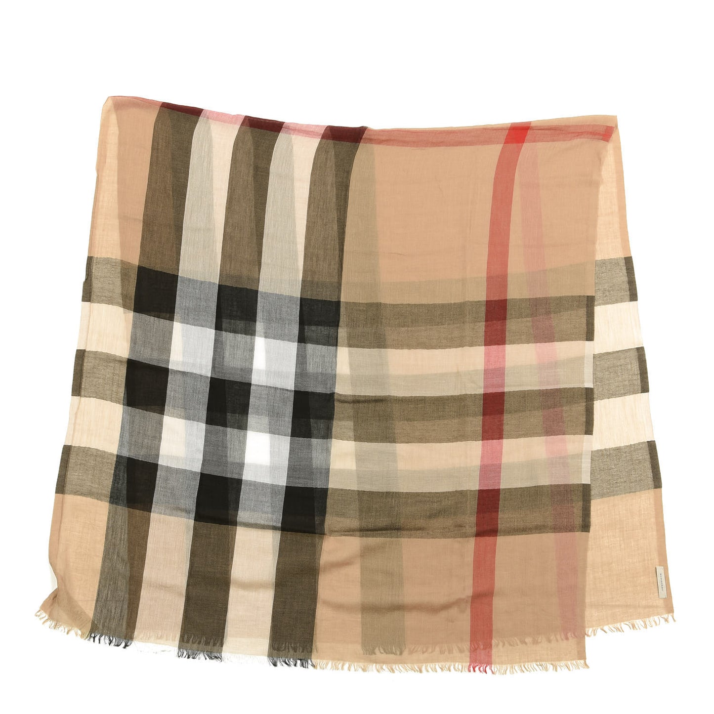 Modal Silk Cashmere Sheer Mega Check Scarf Camel