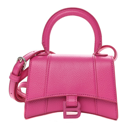 Balenciaga Grained Calfskin Tonal B Hourglass Top Handle Bag Mini Fuchsia 1 of 10