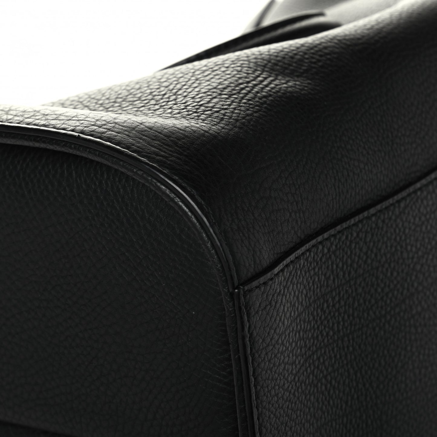 Grained Calfskin M Tube Round Tote Black
