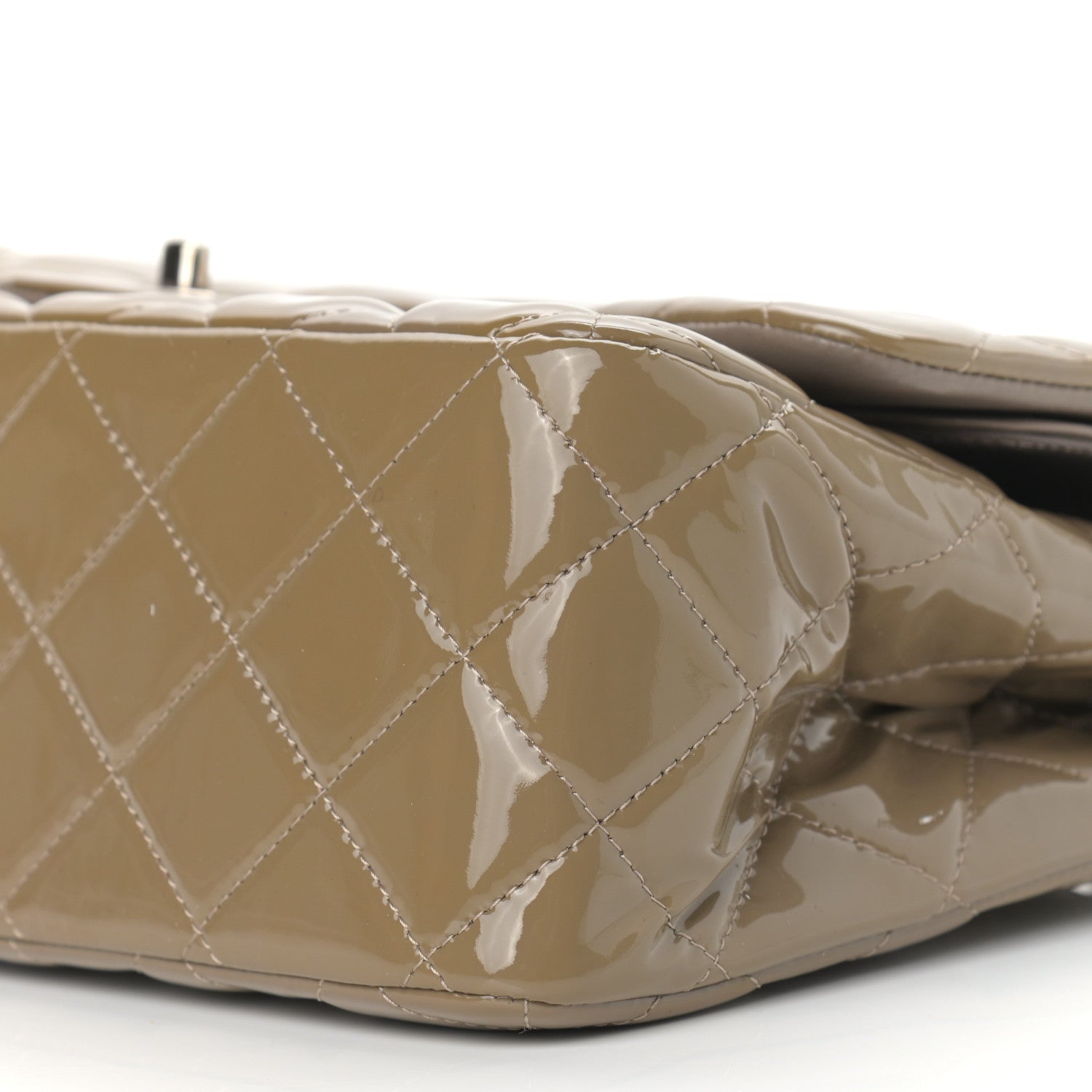 Chanel Patent Calfskin Quilted Jumbo Double Flap Grey 8 of 14