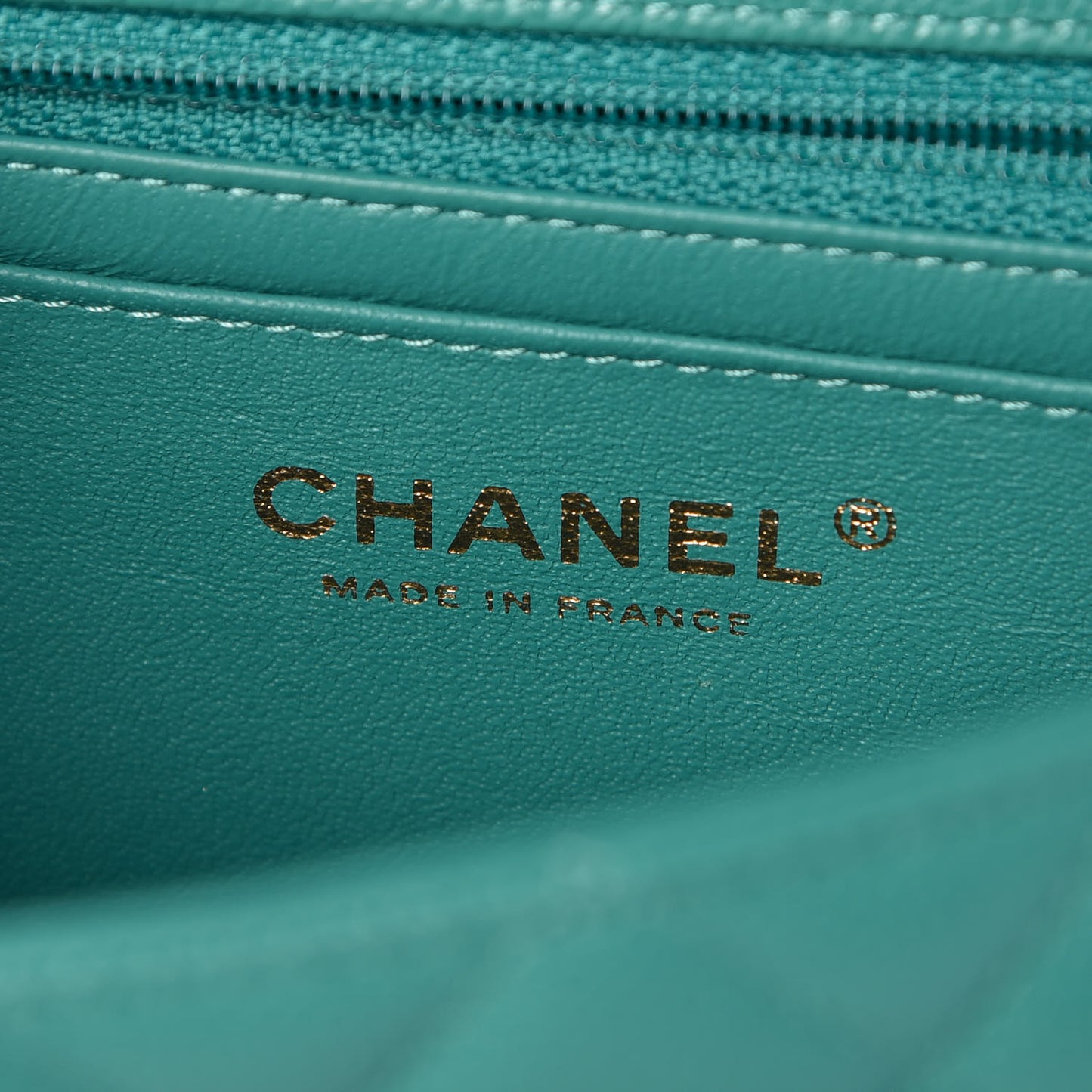 Caviar Quilted Mini Rectangular Flap Turquoise
