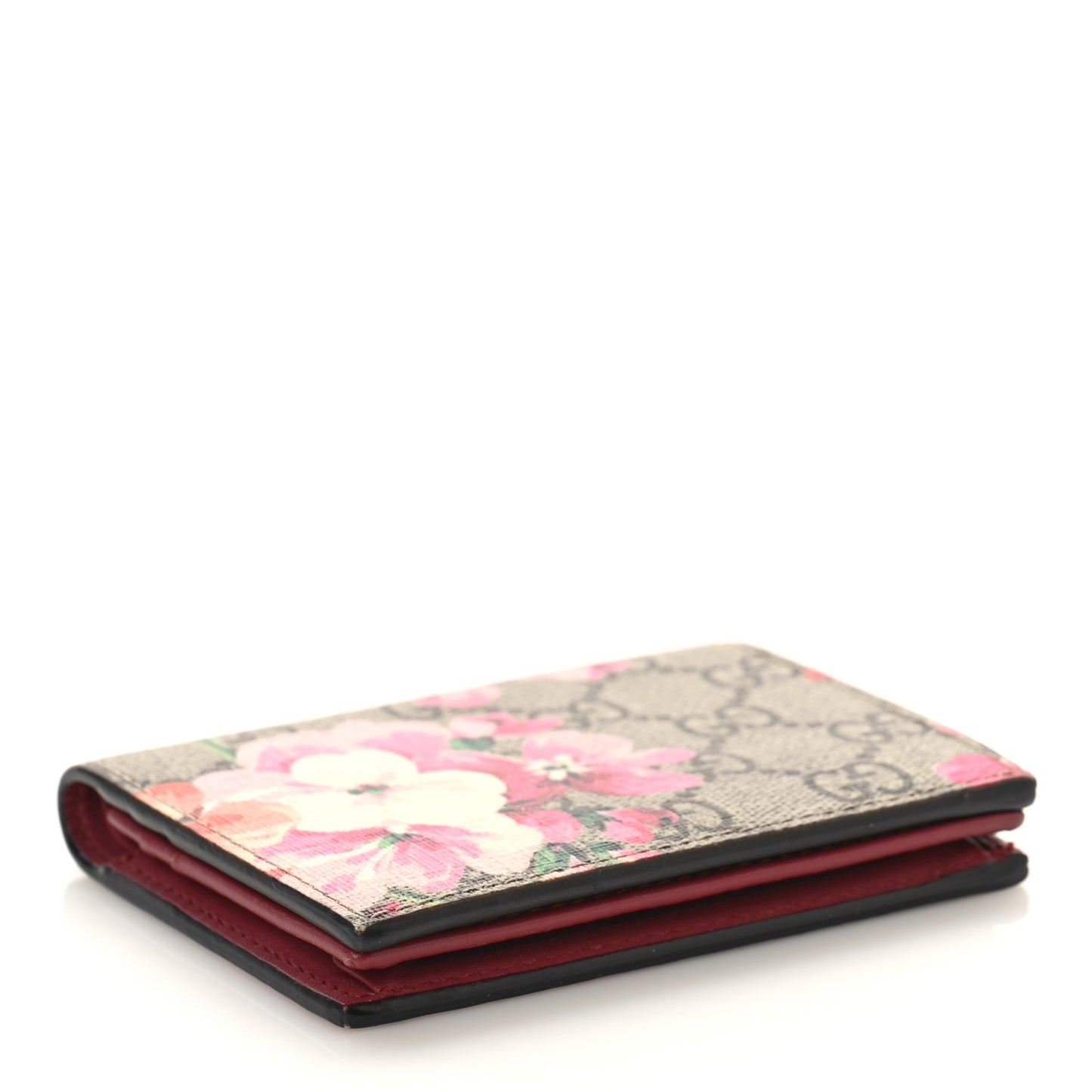GG Supreme Monogram Blooms Card Case Beige Multicolor Dry Rose