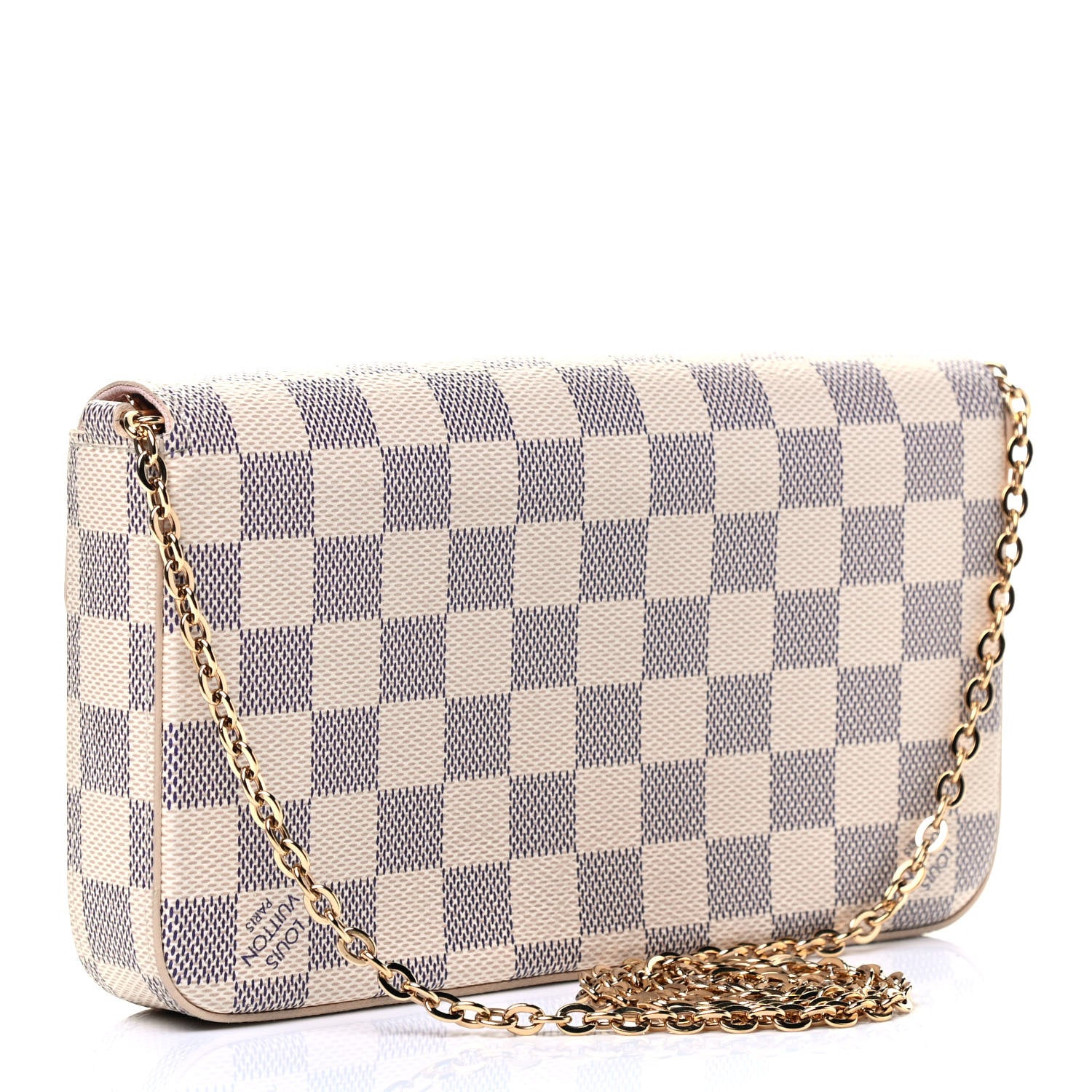 Louis Vuitton Damier Azur Pochette Felicie Chain Wallet Rose Ballerine 3 of 5