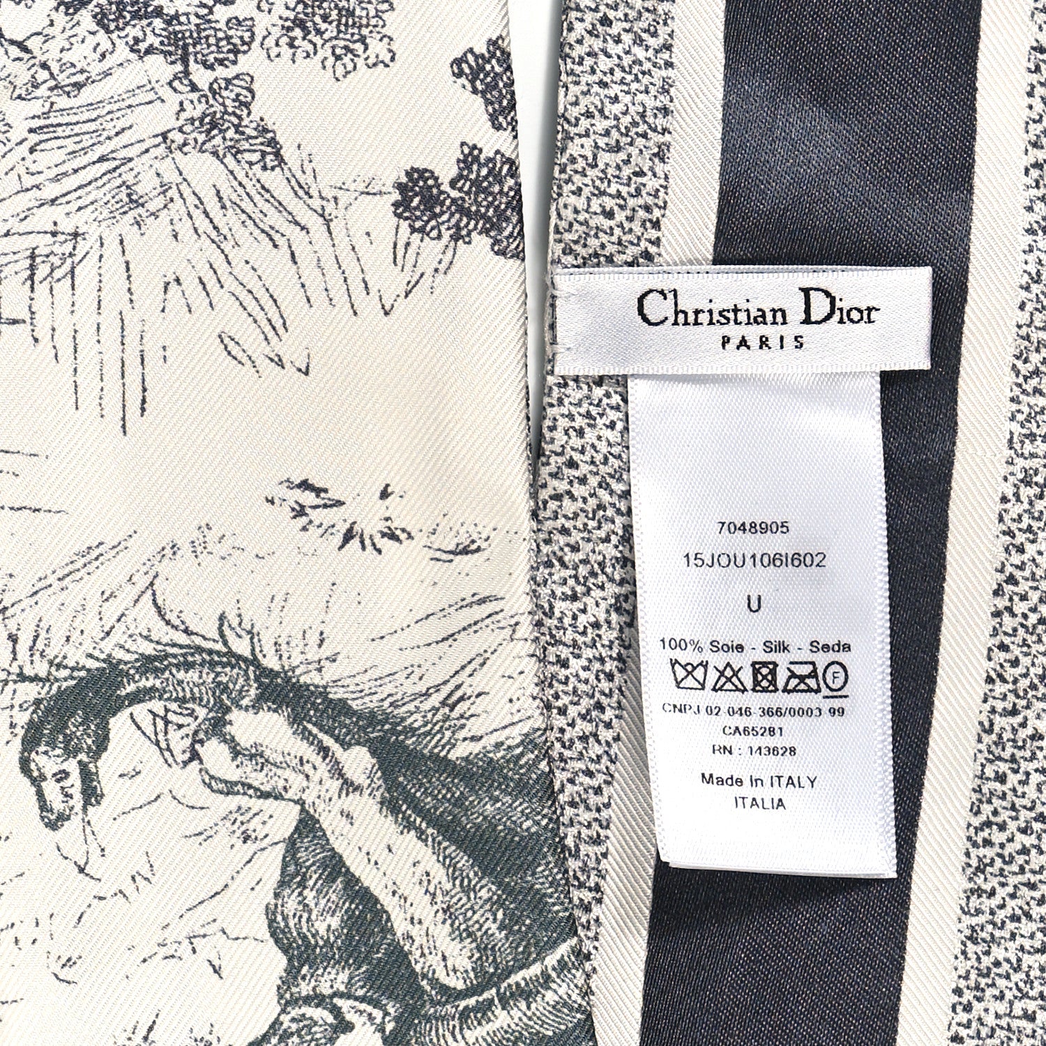 Christian Dior Silk Toile De Jouy Reverse Capri Mitzah Scarf Grey White 3 of 3