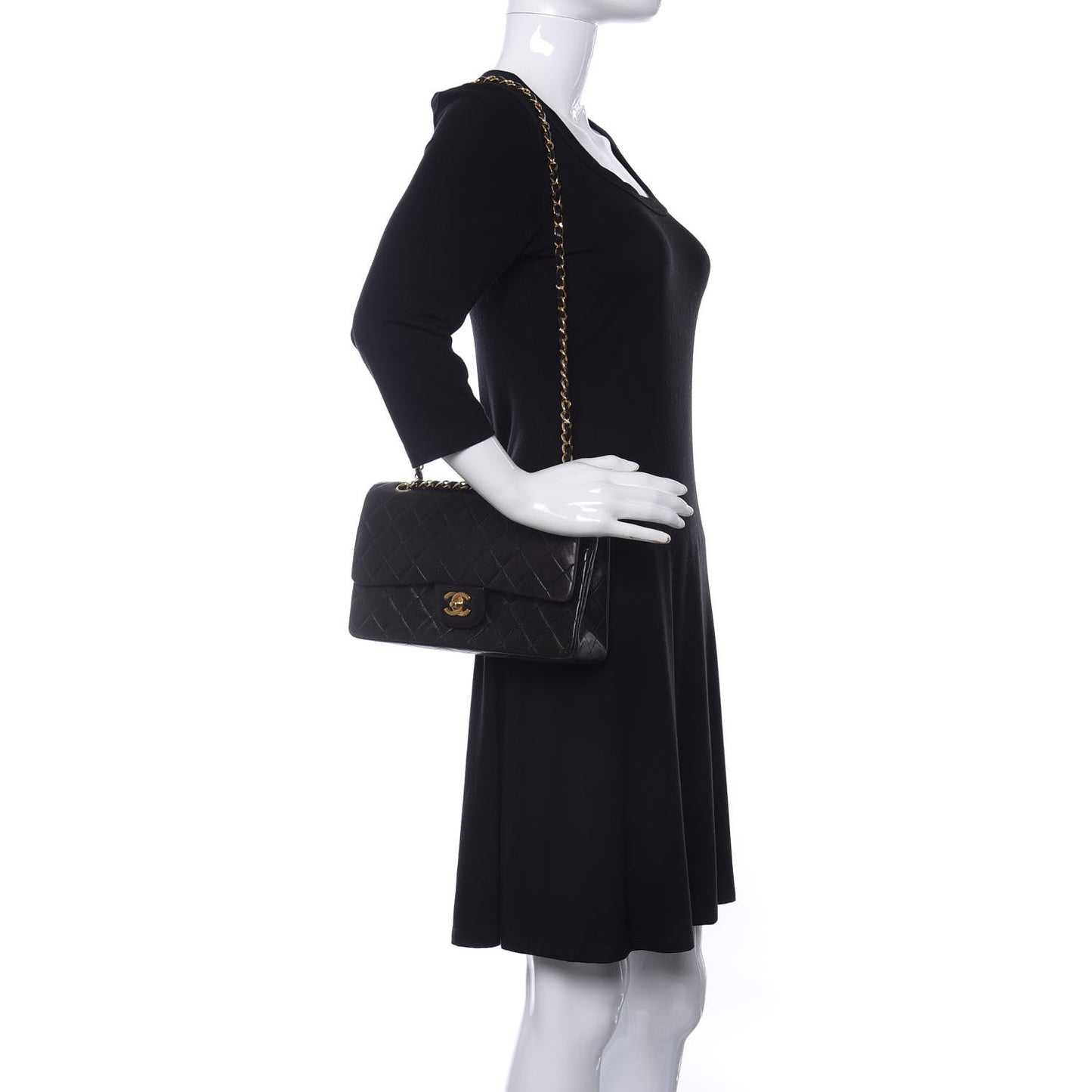 Lambskin Quilted Medium Double Flap Black