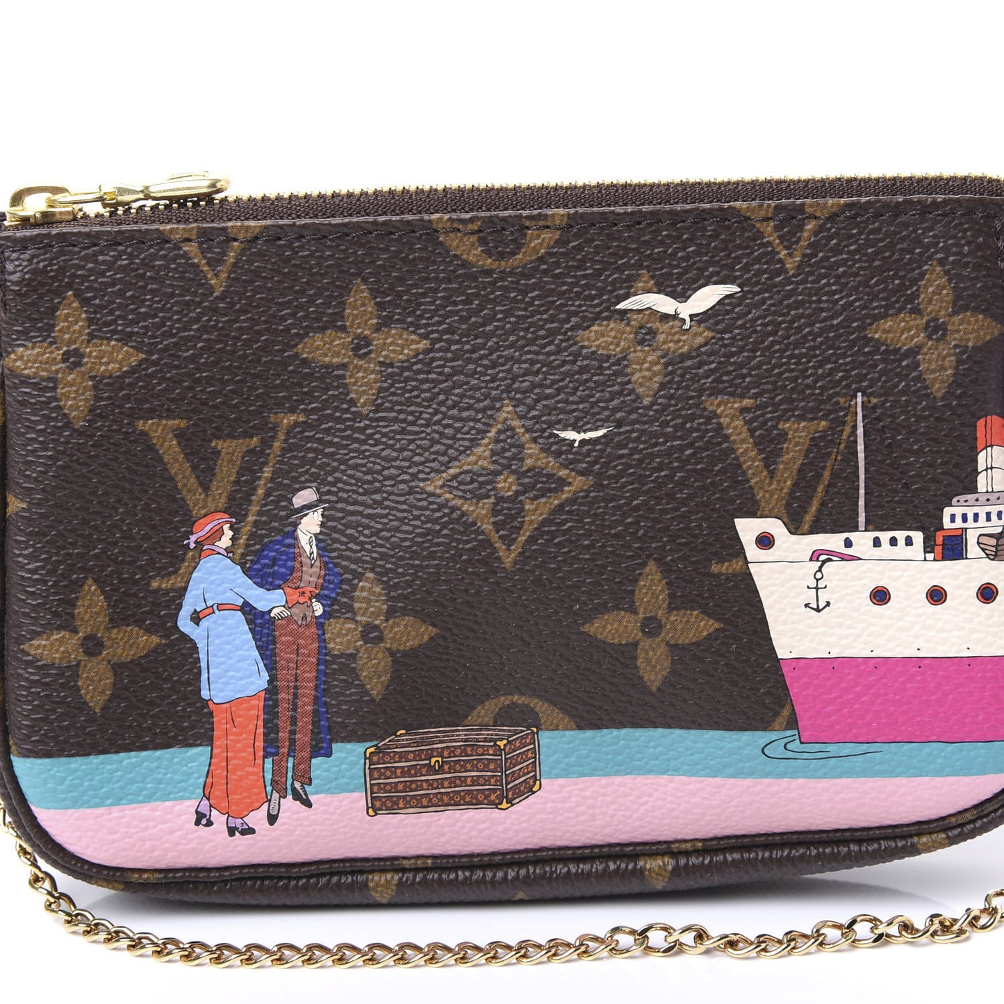 Monogram 2016 Christmas Animation Mini Pochette Accessories Rose Ballerine