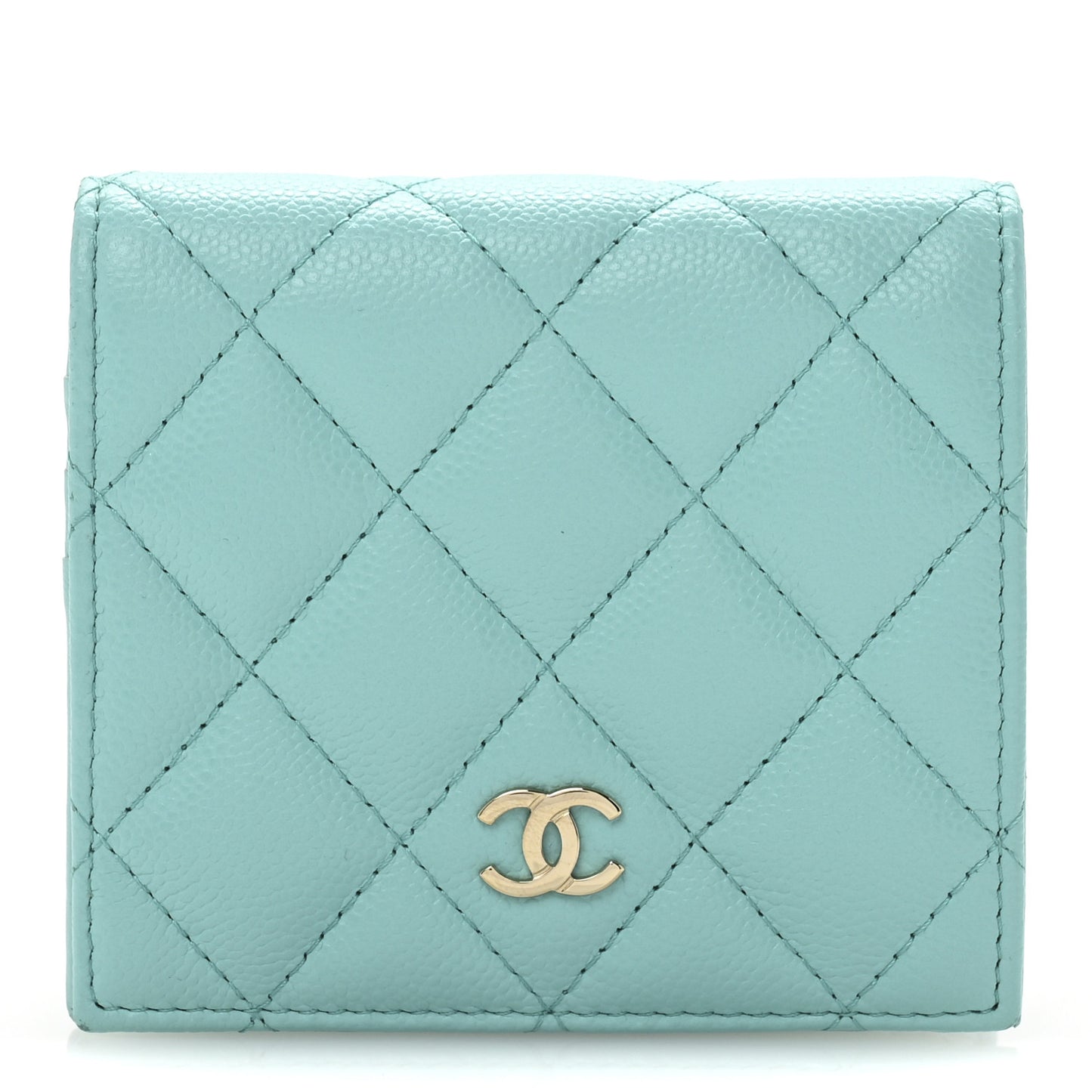 Caviar Quilted Compact Bifold Wallet Light Blue