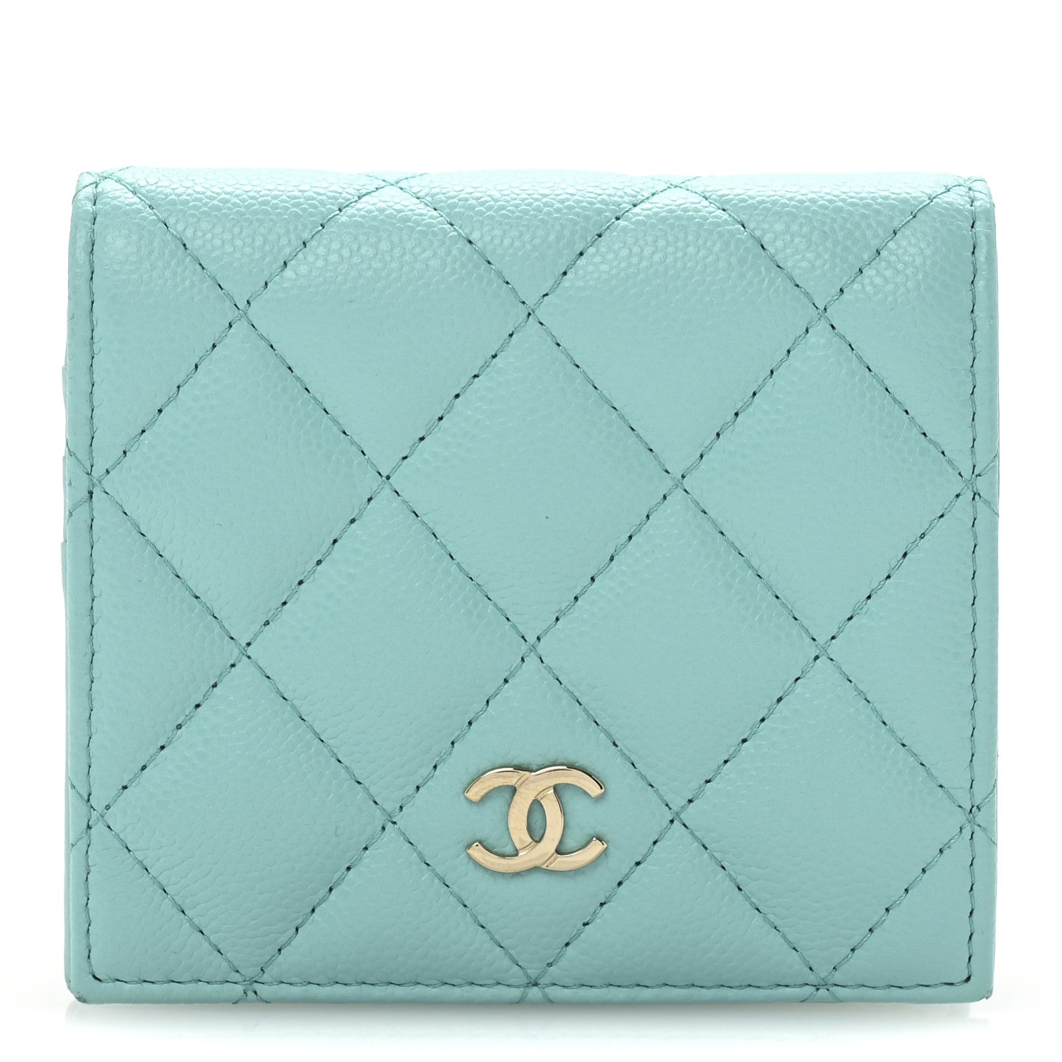 Chanel Caviar Quilted Compact Bifold Wallet Light Blue 1 of 11