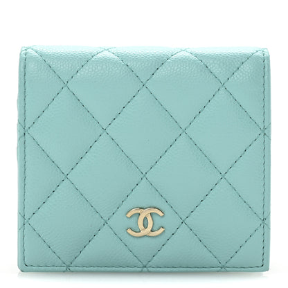 Chanel Caviar Quilted Compact Bifold Wallet Light Blue 1 of 11