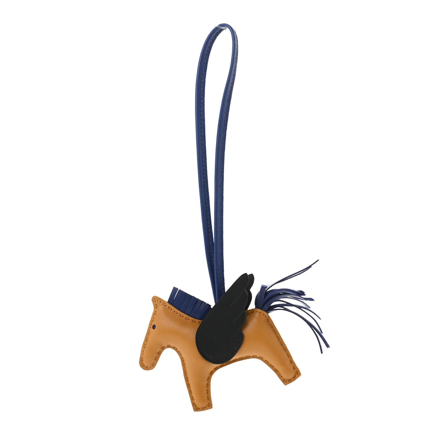 Milo Lambskin Grigri Rodeo Pegase Horse Bag Charm PM Sesame Black Bleu Saphir