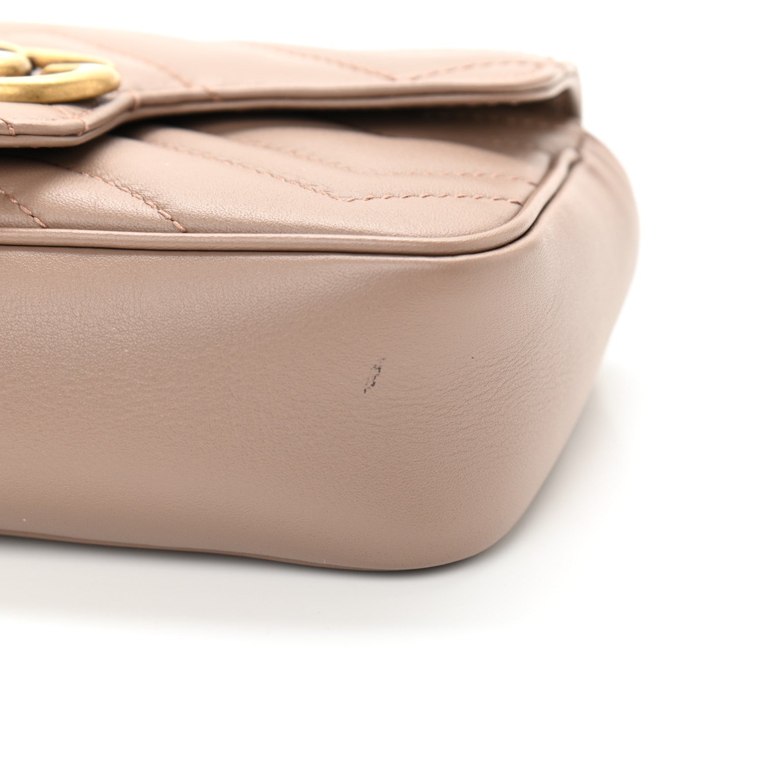 Gucci Calfskin Matelasse Super Mini GG Marmont Shoulder Bag Porcelain Rose 7 of 12